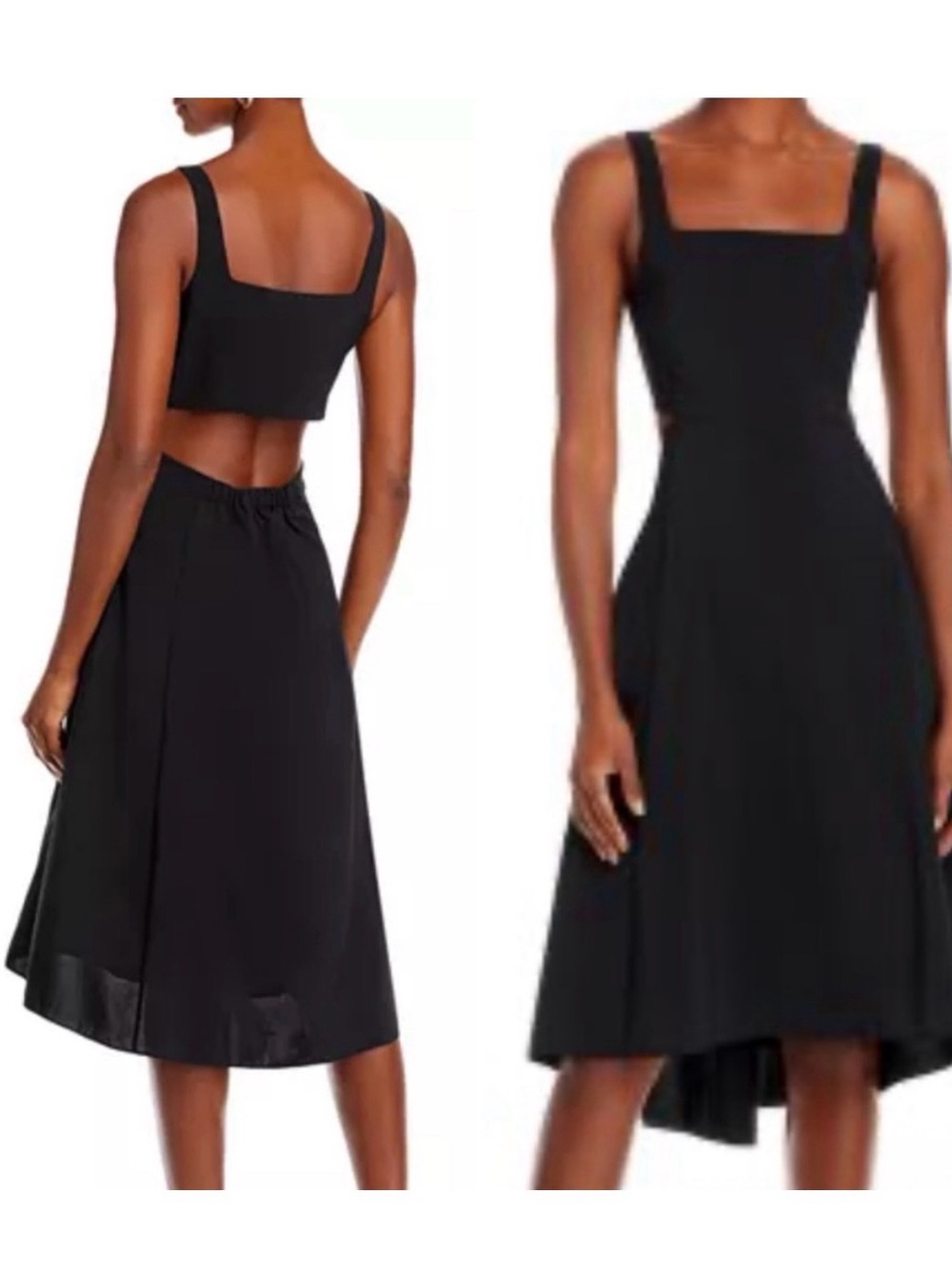 Theory Black Midi Dress with Square Neck
